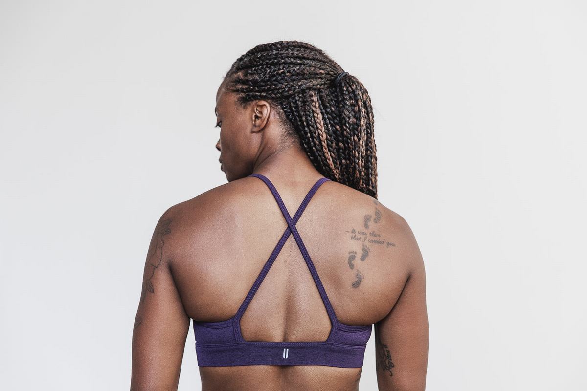 Nobull High-Neck Plush Heather Women's Sports Bras Dark Purple | Australia (XW2904)